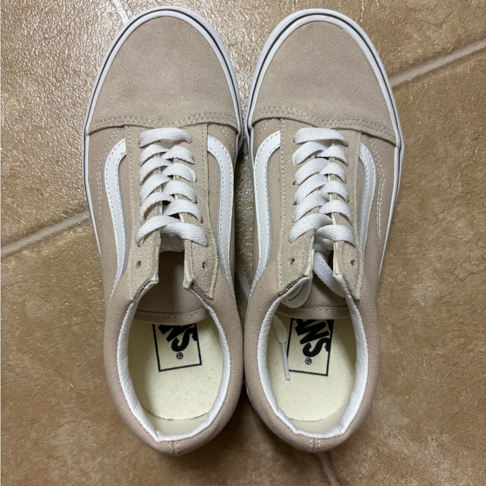 Vans Suede Old Skool Sneakers in Beige and White